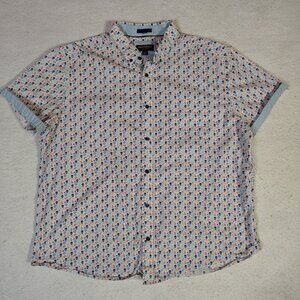Johnston Murphy Short Mens XXL White Short Sleeve Button Down Skull Anchor‎